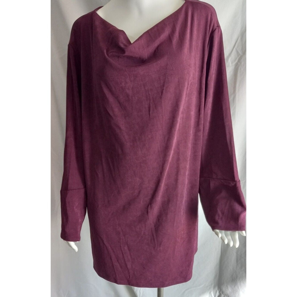 Chico's Travelers 4 US 20/22 stretch shirt burgandy purple top slinky shiny soft